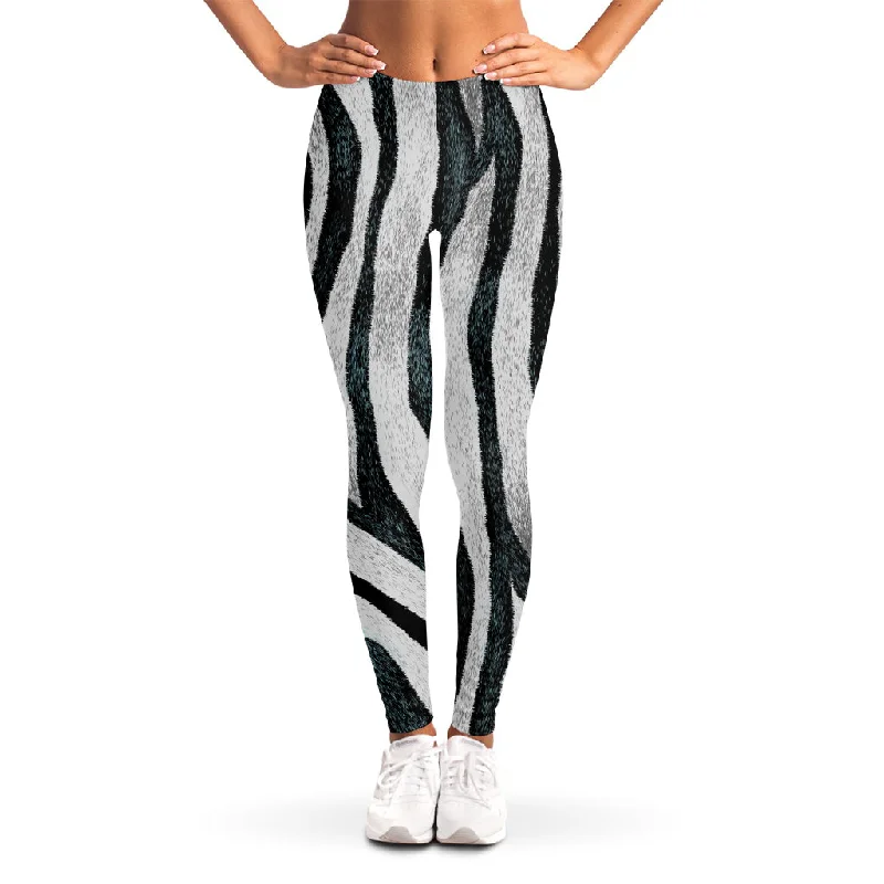 White Tiger Stripe Pattern Print Women's Leggings Stylish Winter-Ready Leggings