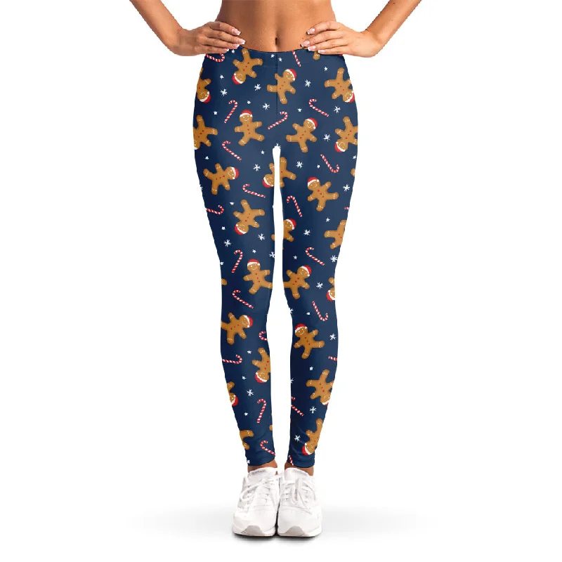 Xmas Gingerbread Man Pattern Print Women's Leggings Cozy Bootcut Leggings