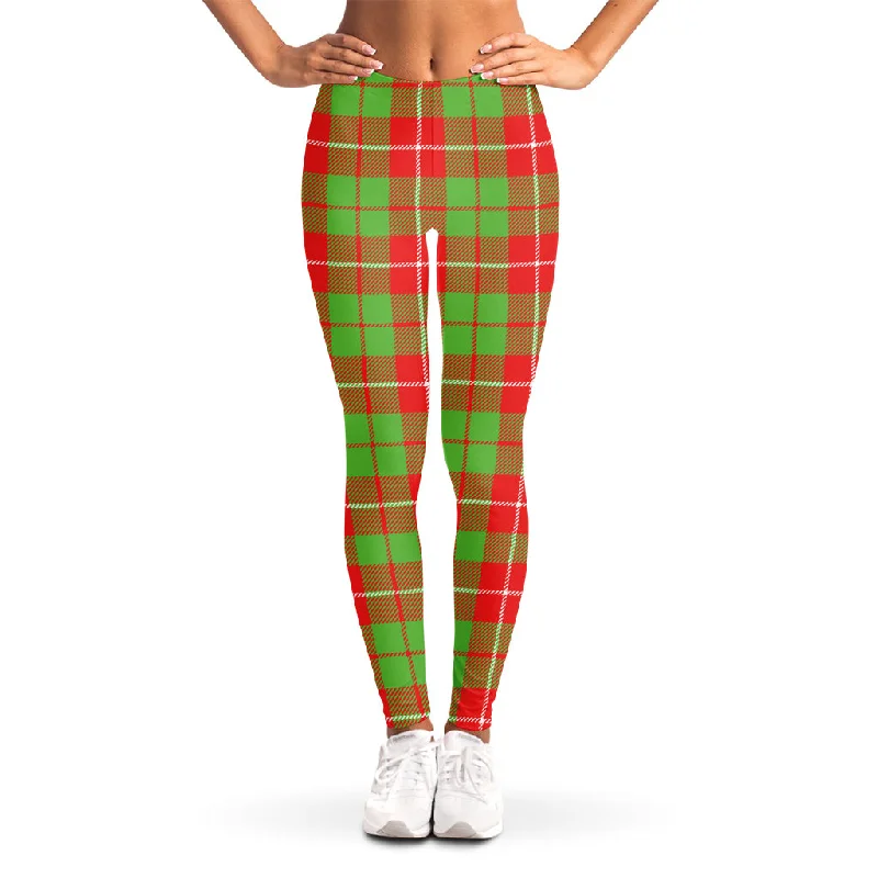 Xmas Plaid Pattern Print Women's Leggings Elegant Black Leggings