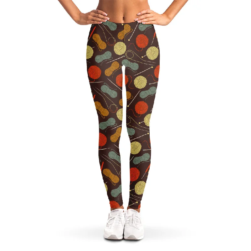 Yarn And Needle Pattern Print Women's Leggings Stylish Yoga Leggings