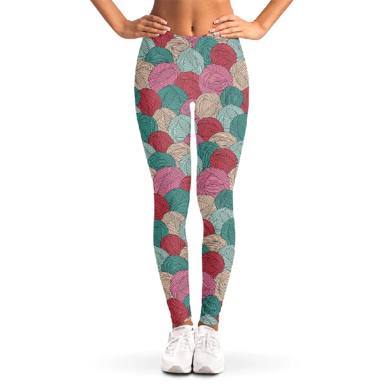 Yarn Balls Pattern Print Women's Leggings Fashionable High-Rise Leggings