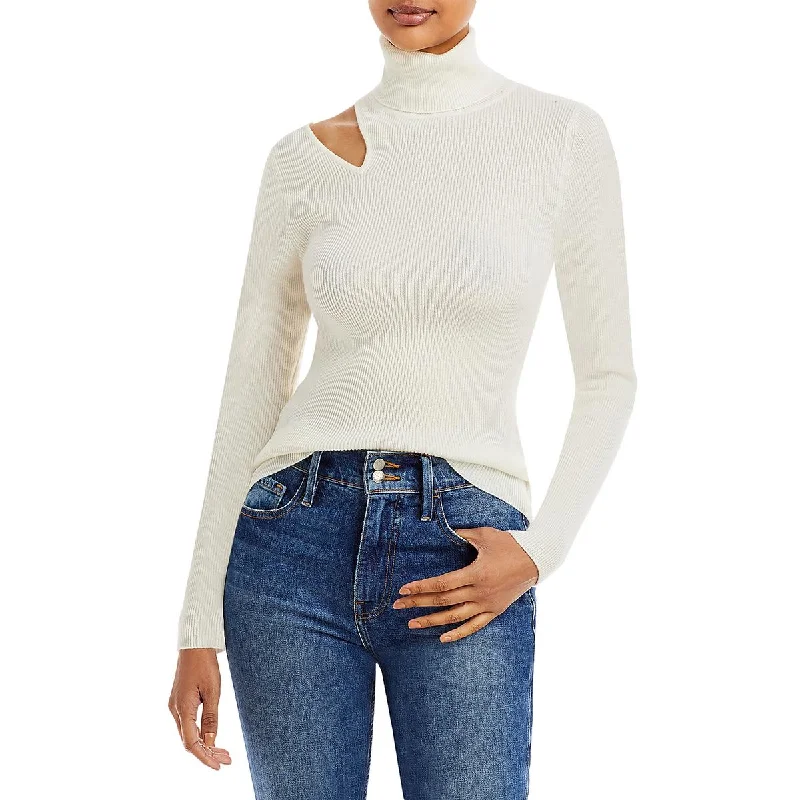 Aqua Womens Cashmere Cut-Out Turtleneck Sweater Long Sweater Short Sweater Cropped Sweater