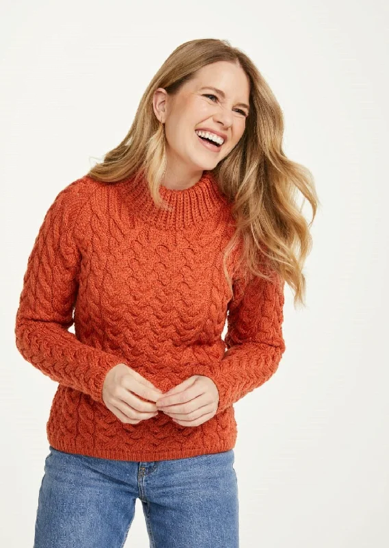 Aran Crew Neck Sweater | Autumn Leaves Turtle Neck Boat Neck Asymmetrical Neck