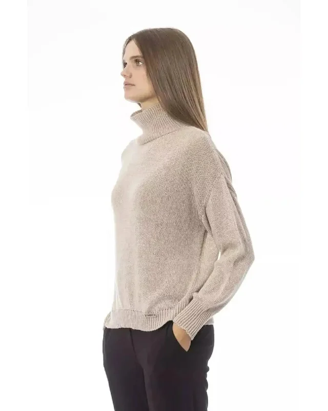 Baldinini Trend Women's Beige Viscose Sweater - S Cotton Fabric Linen Fabric Terry Fabric