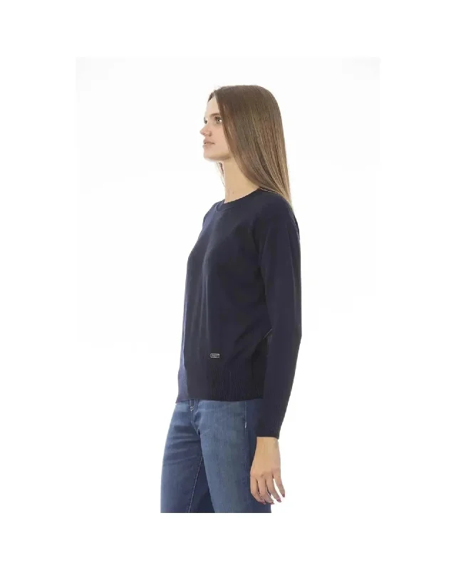 Baldinini Trend Women's Blue Wool Sweater - 46 IT Chenille Fabric Brocade Fabric Lace Fabric