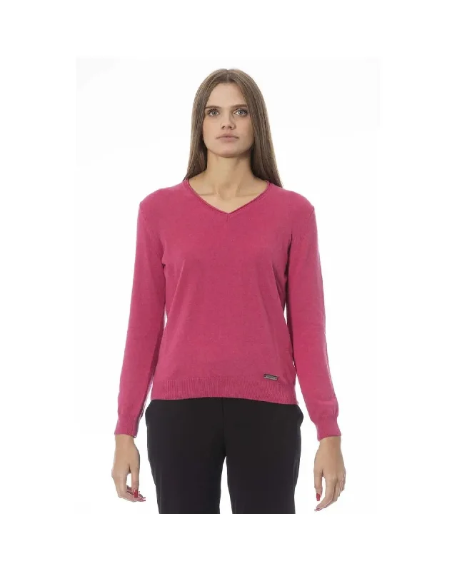 Baldinini Trend Women's Fuchsia Polyamide Sweater - L Solid Color Striped Floral Print