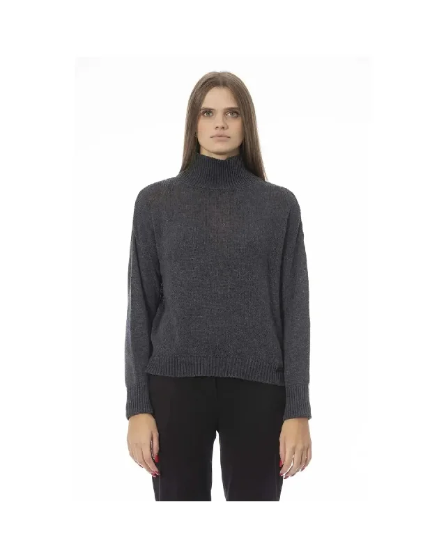 Baldinini Trend Women's Gray Viscose Sweater - M Iron Safe Non-Iron Wrinkle Free