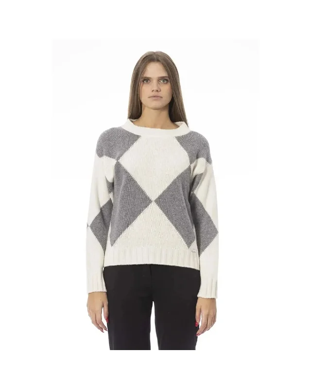 Baldinini Trend Women's Gray Wool Sweater - M Satin Blend Silk Blend Wool Blend