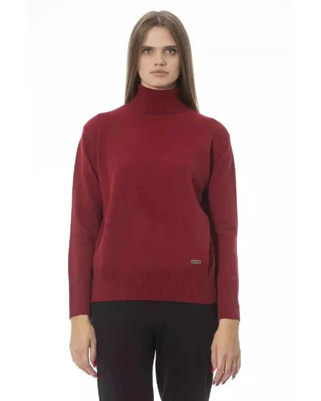 Baldinini Trend Women's Red Wool Sweater - 40 IT Toggled Drawstring Belted