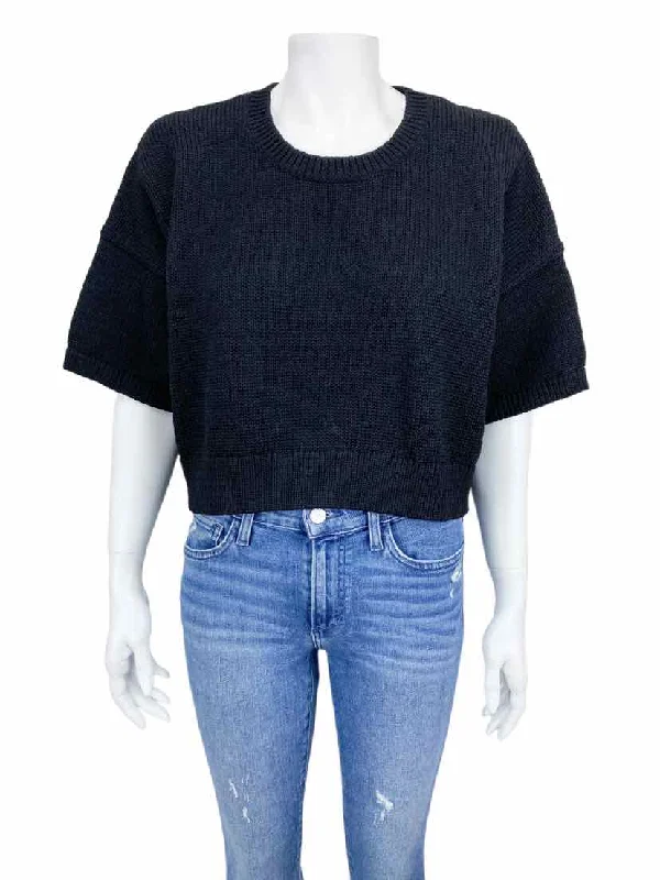 Banana Republic Women's Dolman Cropped Sweater Black Size L with Tags Handmade Hand-knitted Hand-woven