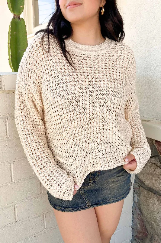 Mesh Knit Sweater Elegant Classic Vintage