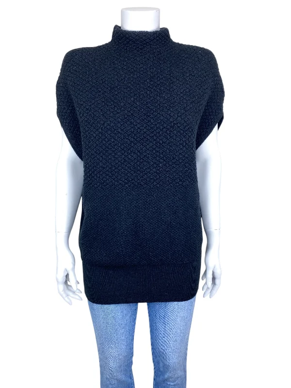 Club Monaco Women's Textured Dolman Funnel Neck Sweater Black Size M Chenille Blend Fleece Blend Nylon Blend