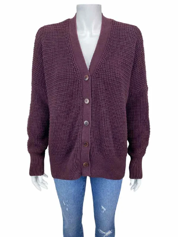 Eileen Fisher Women's Cashmere Waffle Sweater Wine Size XS-S (runs big) Terry Blend Velvet Blend Canvas Blend