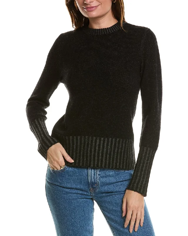 Forte Cashmere Plaited Crewneck Wool & Cashmere-Blend Sweater Denim Fabric Leather Fabric Suede Fabric