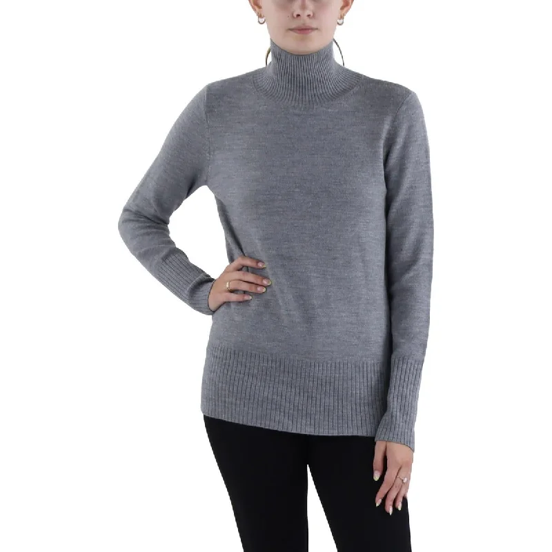 French Connection Womens Heathered Long Sleeve Turtleneck Sweater Knit Fabric Woven Fabric Fleece Fabric