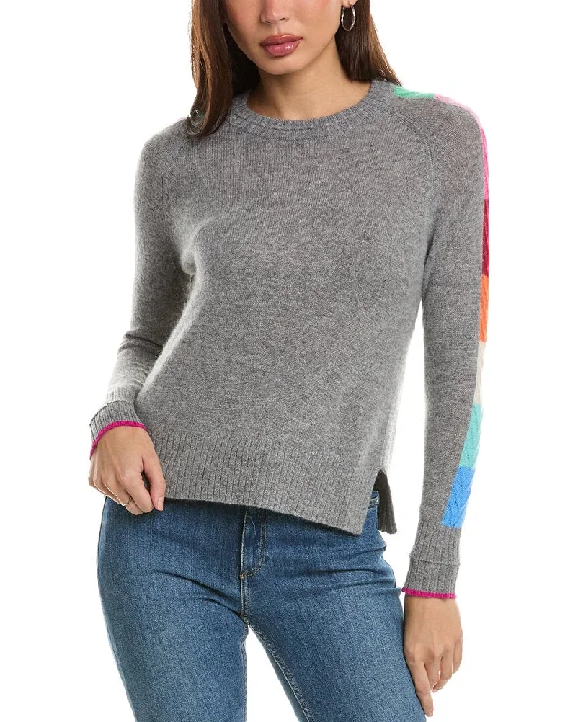 Hannah Rose Rainbow Chevron Cashmere Sweater Spandex Rayon Corduroy