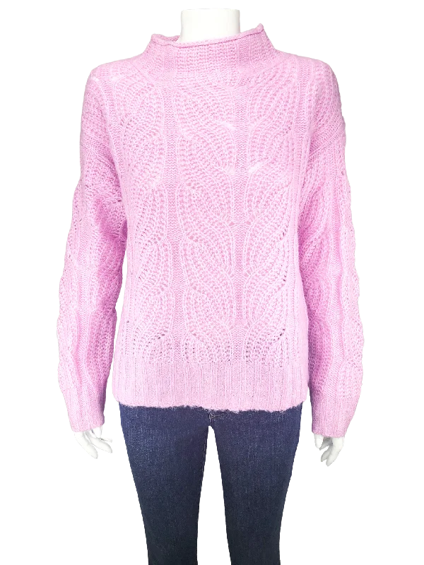 J. Crew, Women's Open-Stitch Sweater, Lilac, New with Tags, Size S Silk Blend Satin Velvet