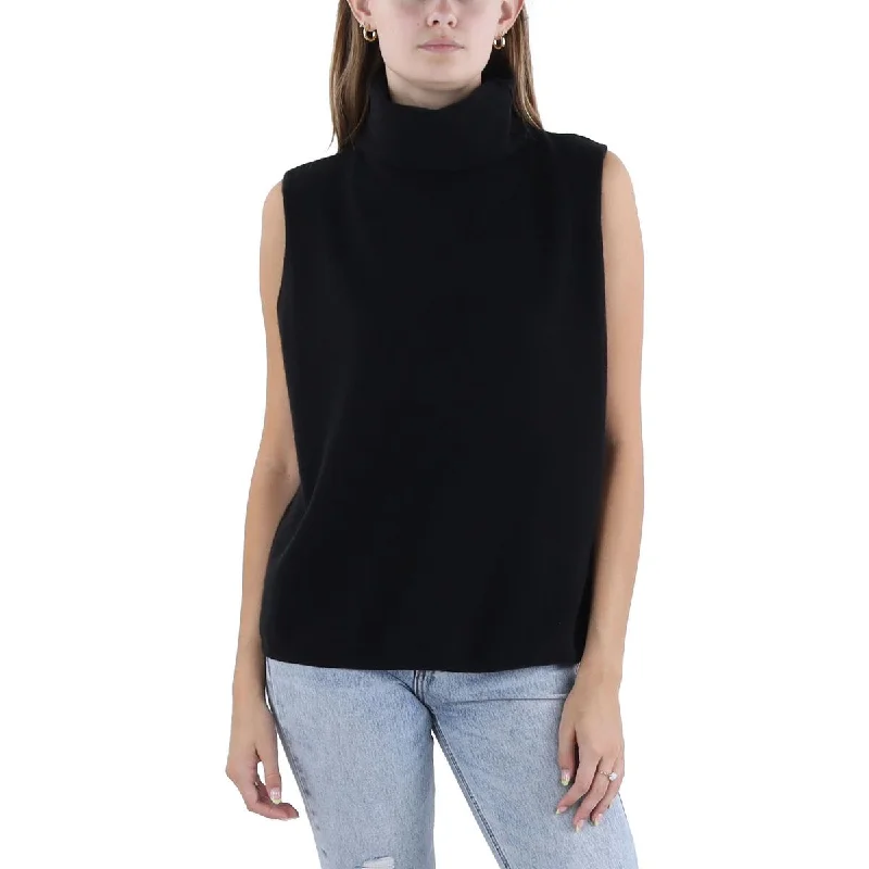 Lauren Ralph Lauren Womens   Cashmere Turtleneck Tank Top Sweater Mesh Fabric Canvas Fabric Denim Fabric