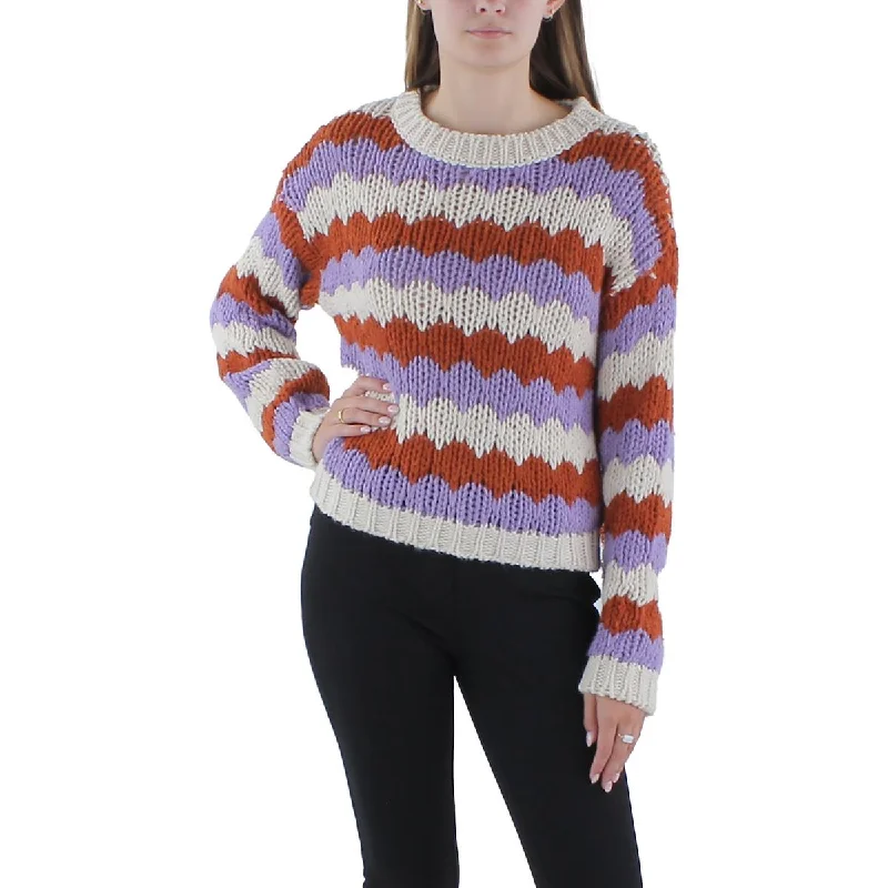 OWN IT. Womens Knit Striped Crewneck Sweater Wool Sweater Cotton Sweater Cashmere Sweater