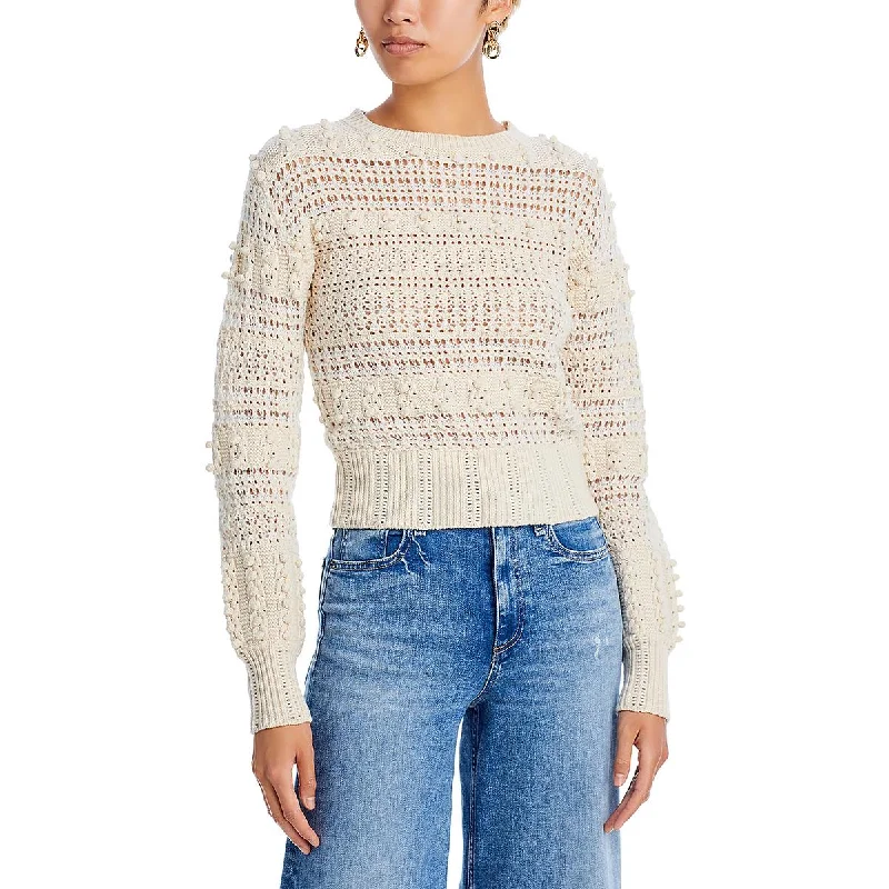 Rag & Bone Womens Wool Crochet Trim Crewneck Sweater Chenille Fabric Brocade Fabric Lace Fabric