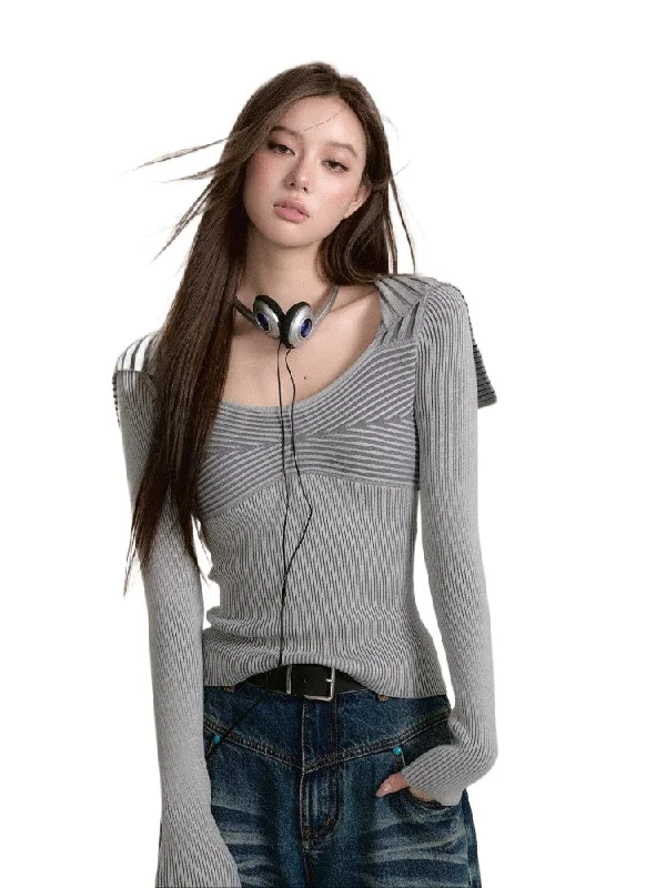 Slim Fit Knit Sweater with Large Collar Slim Fit Regular Fit Oversized