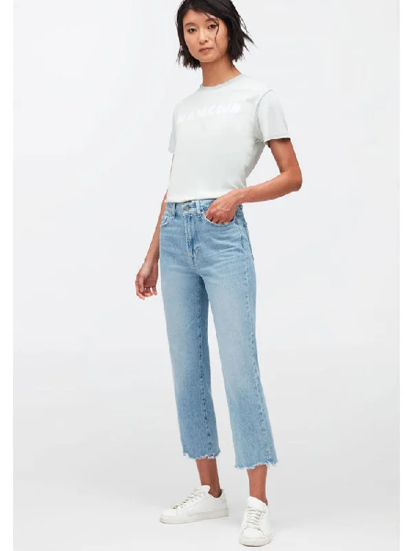 7 For All Mankind Logan Stovepipe Straight Jeans Light Blue Comfortable Full-Length Denim Jeans
