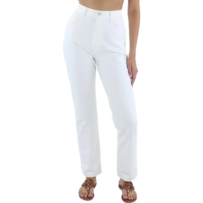 7 For All Mankind Womens Textured High Rise Straight Leg Jeans Trendy Colored Denim Jeans