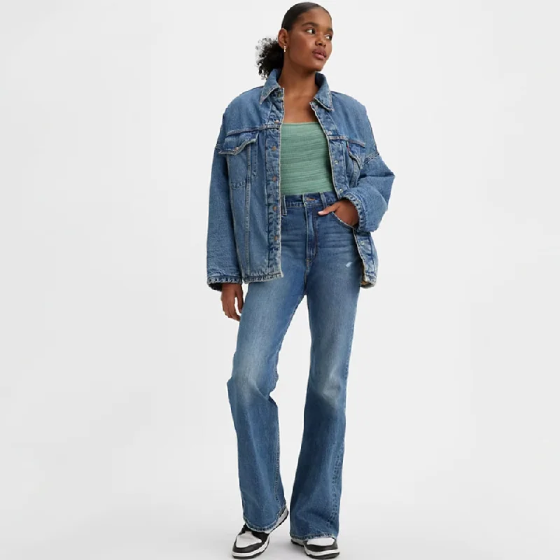 70's High Rise Flare Jeans (Take It Out) Chic Faded Blue Jeans
