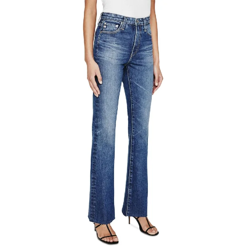 AG Adriano Goldschmied Womens Alexxis Frayed Hem High Rise Bootcut Jeans Stylish Slim Fit Denim