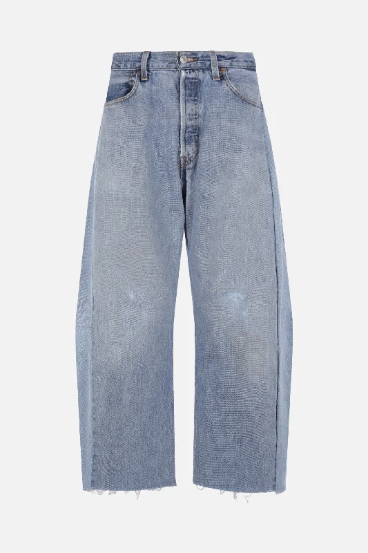Lasso upcycled vintage denim jeans Chic Rip-Detail High-Waist Jeans