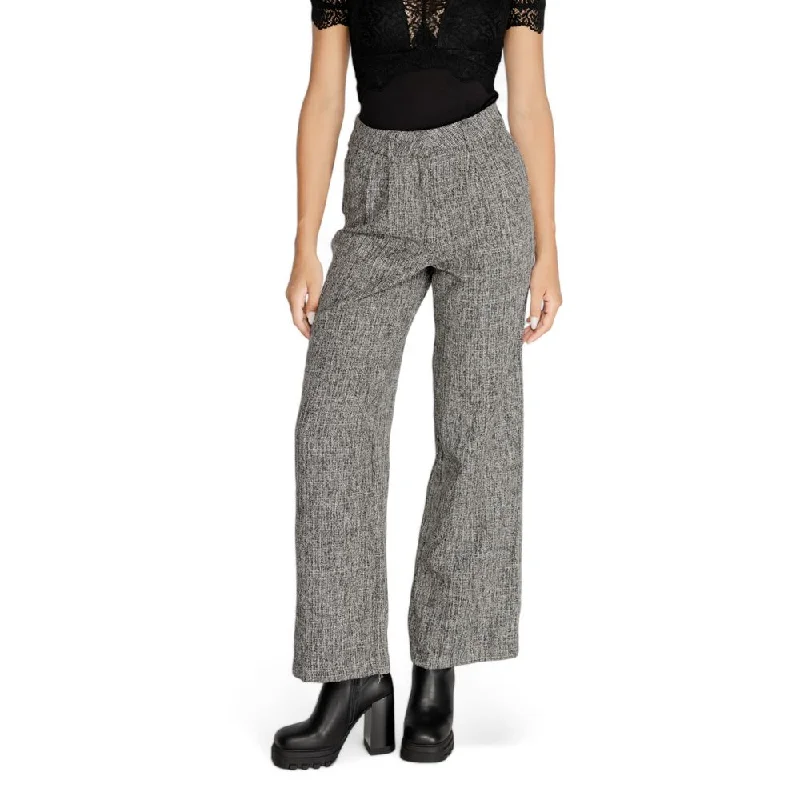 Black Recycled Polyester Jeans & Pant Trendy Wide-Legged High-Waist Jeans