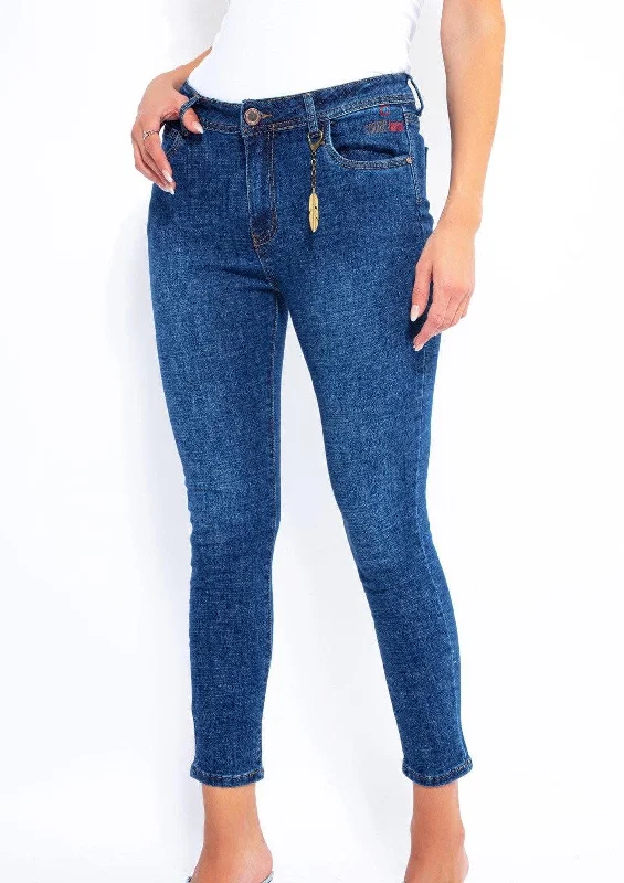 CCF WOMEN'S JEANS Comfortable Faded High-Rise Jeans