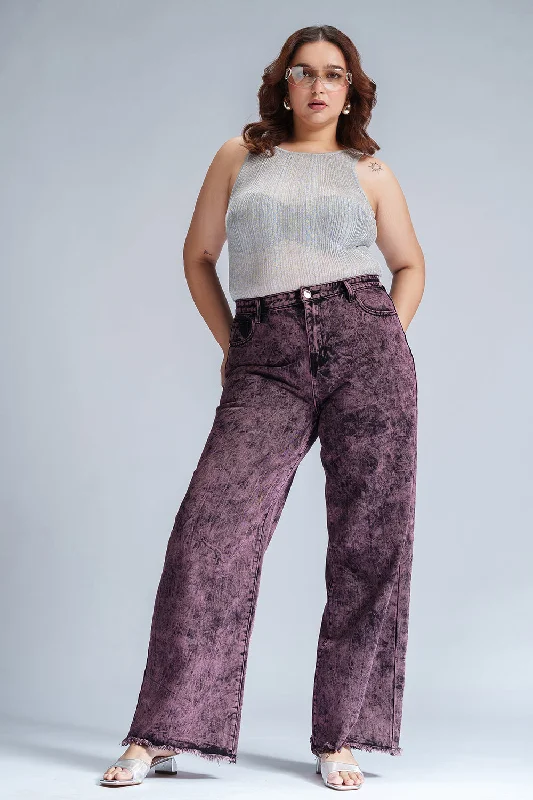 Cosmic Blush Curve Straight Fit Jeans Comfortable Folded Hem Jeans