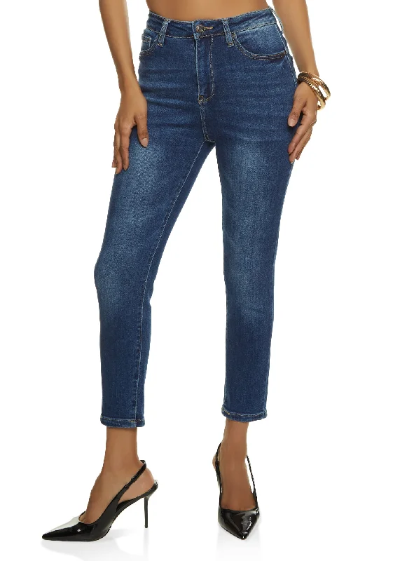 WAX Whiskered Cropped Skinny Jeans Trendy Skinny High-Waist Jeans