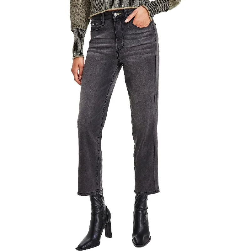 DKNY Jeans Womens Waverly High Rise Crop Straight Leg Jeans Trendy Low-Rise Slim Jeans