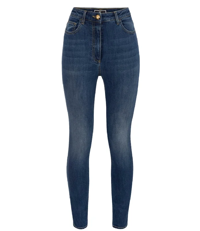 Elisabetta Franchi jeans blue denim donna Fashionable Vintage Wash Jeans