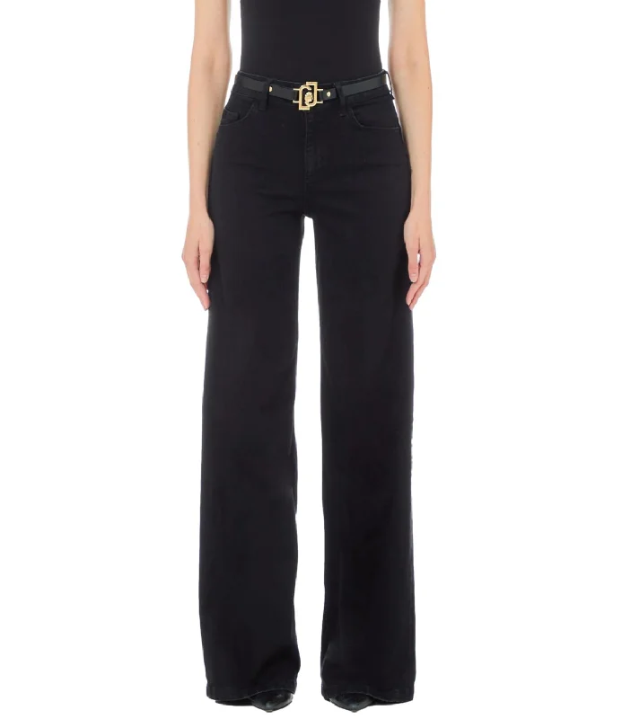 Liu Jo Jeans Nero Donna B. Up Flare belt Chic Cropped Jeans