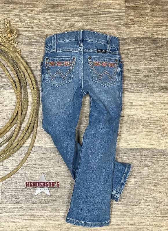 Girl's Pocket Pop Wrangler Jeans Trendy Bootcut High-Waisted Jeans