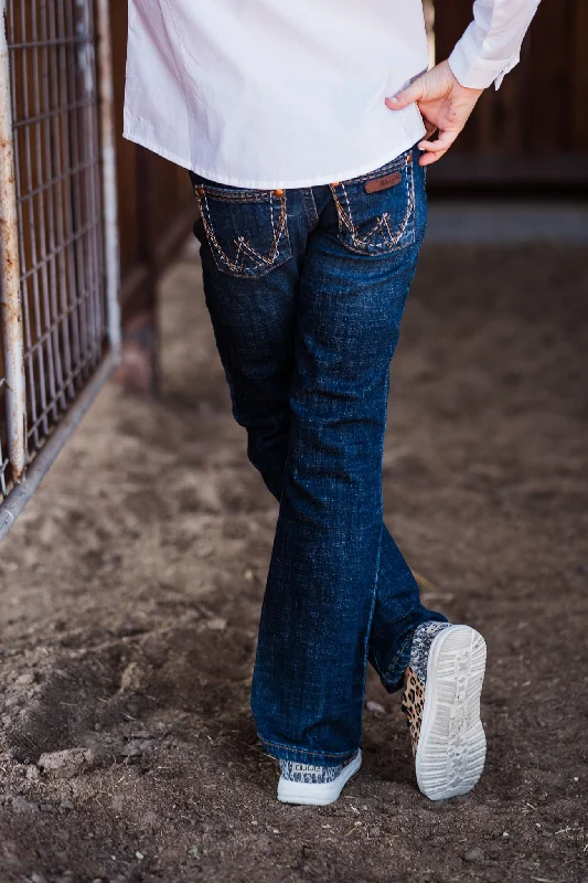 Girl's Wrangler Retro Jeans Casual High-Waisted Bootcut Jeans