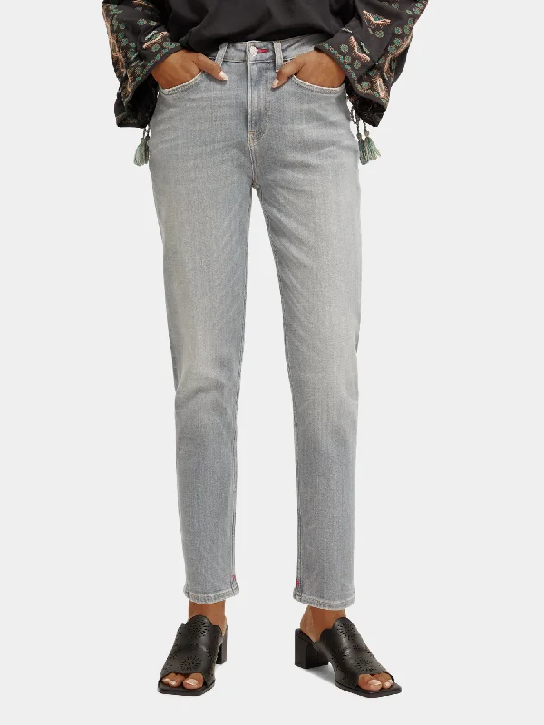 High-Five slim tapered-fit jeans Fashionable Raw Edge Jeans