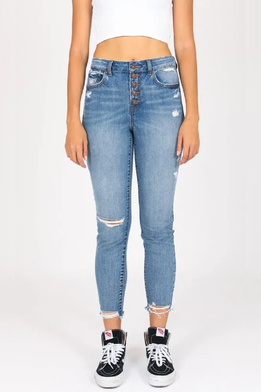 High Rise Vintage Reunion Skinny Jeans - Perfectly Nickle Stylish High-Waist Skinny Denim