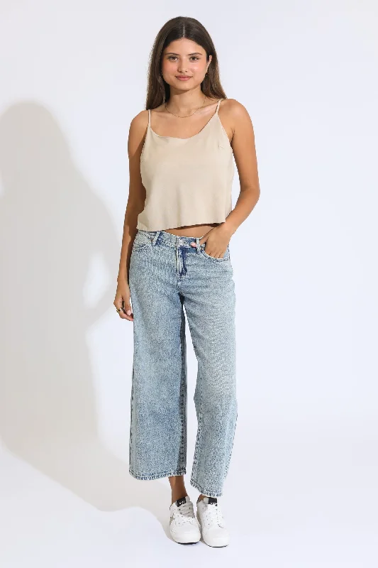 JAYCIE CLASSIC LOWRISE WIDE LEG CROP JEANS - INDIGO MEDIUM Chic Vintage-Inspired Denim Jeans