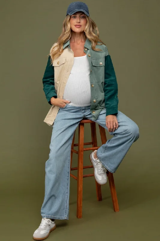 Light Blue Relaxed Wide Leg Maternity Jeans Chic Rip-Detail High-Waist Jeans