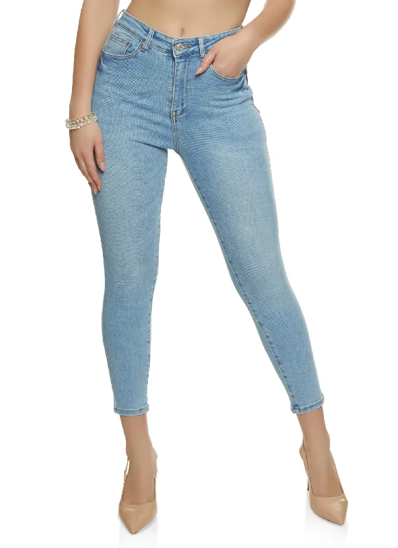 WAX Whiskered Cropped Skinny Jeans Fashionable Frayed Hem Denim