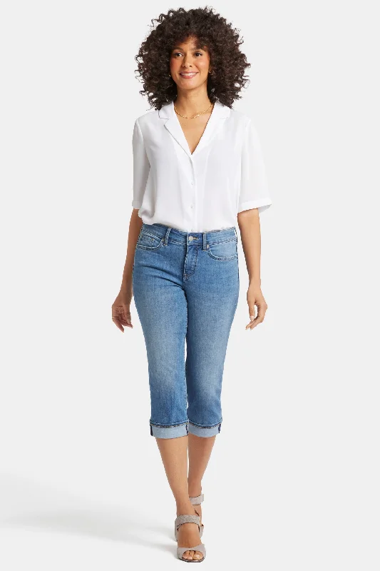 Marilyn Straight Crop Jeans - Water Canyon Stylish High-Waist Jeans