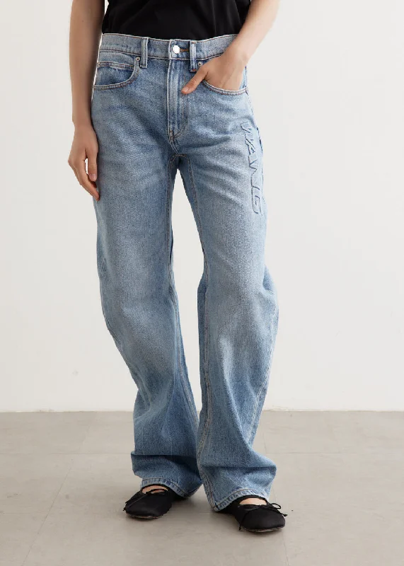 Mid Rise Bowed Gusset Jeans Comfortable Dark Wash Jeans