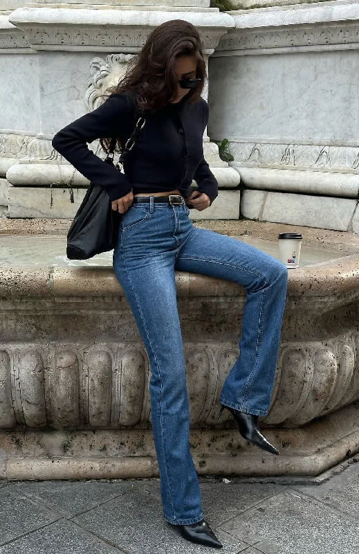 Millie High Rise Bootleg Jeans Dark Blue Casual Wide-Legged Denim Jeans