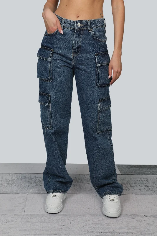 Baggy Blue Jeans With Side Pockets Trendy Skinny Fit Jeans