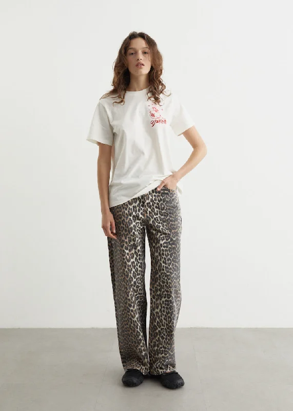 Leopard Print Izey Jeans Elegant Tapered Leg Denim