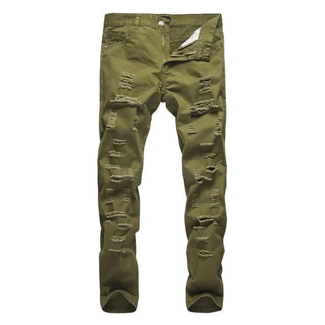 Ragged Destroyed Jeans For Men Casual Distressed Skinny Jeans